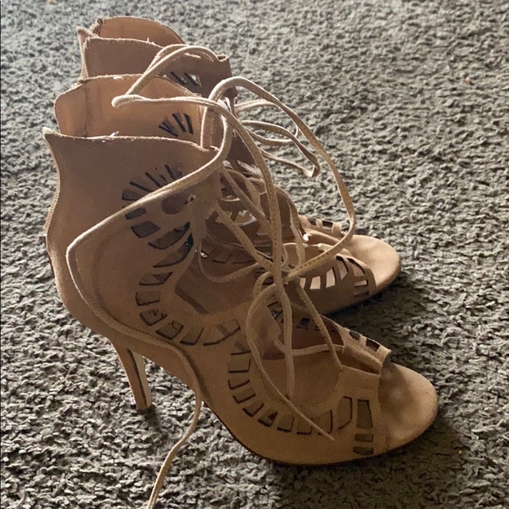 Lace up suede sandals